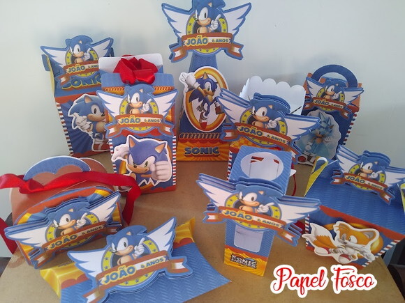 45 Lembrancinhas Aniversário Sonic Kit Festa Personalizados