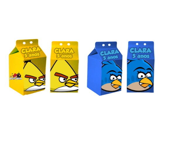 50 Lembrancinhas Angry Milk Personalizados Festa Passarinhos
