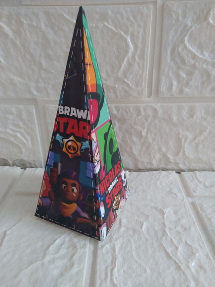 Braw Stars Lembrancinha Personalizada Caixa Pirâmide 10 un