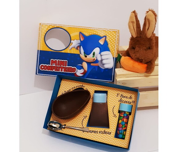 Caixa Kit Mini Confeiteiro Pascoa Infantil Sonic 5 Unidades