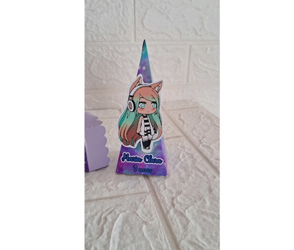 Caixa Piramide Gacha Life Lembrancinha Personalizada