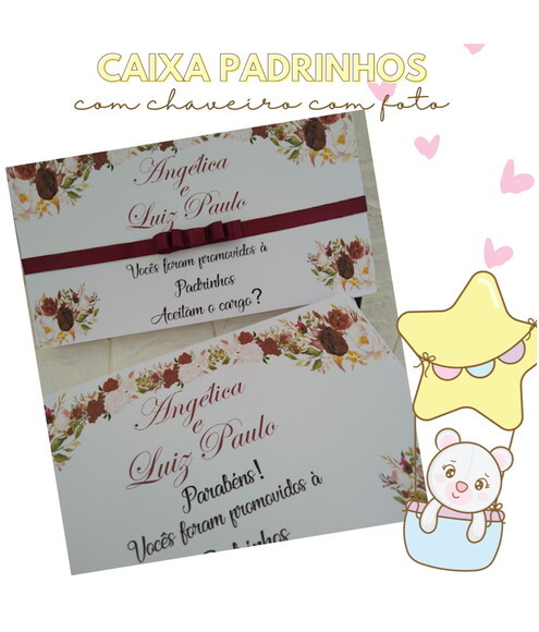 Convite para Padrinhos Casamento Caixa Chaveiros