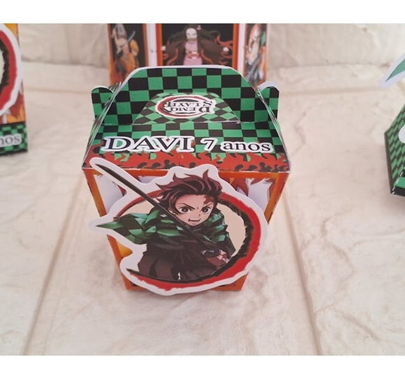 Kit 25 Caixas Personalizadas Demon Slayer Aniversário Festa