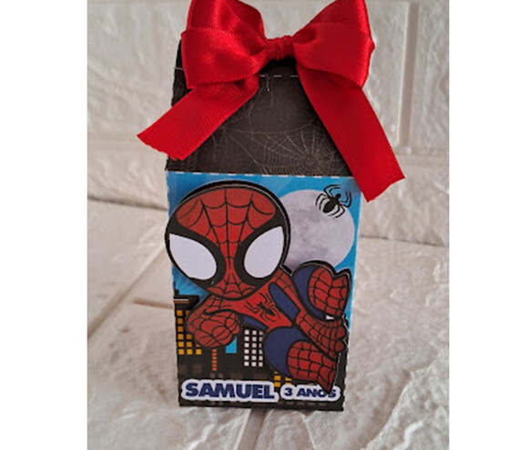 Kit 25 Lembrancinhas Homem - Aranha 3d Caixa Milk Festa