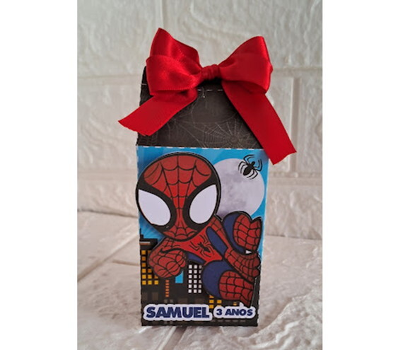Kit 30 Lembrancinhas Homem - Aranha 3d Caixa Milk