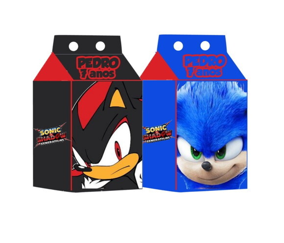Kit 50 Caixinhas Milk Sonic Shadow Lembrancinhas Aniversário