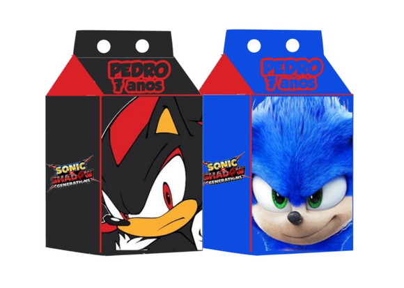 Kit 50 Caixinhas Milk Sonic Shadow Lembrancinhas Aniversário