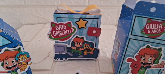 Kit 60 Itens Lembrancinha Personalizada Gato Galáctico Festa