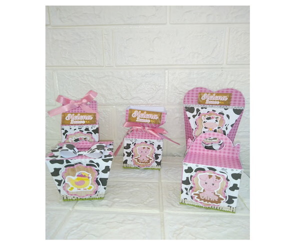 Kit 60 Lembrancinhas Personalizadas Fazendinha Rosa