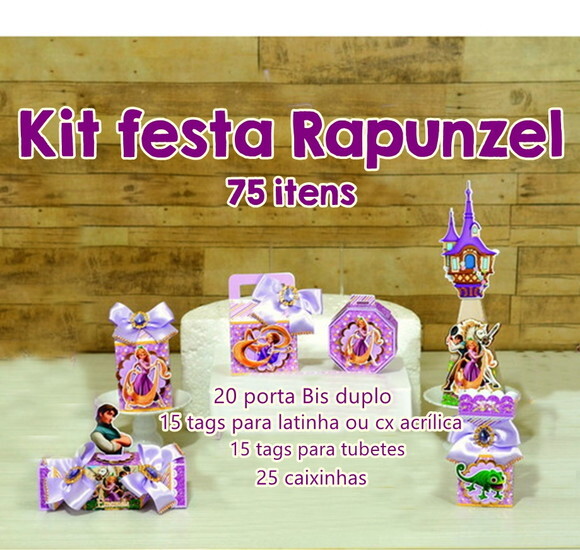 Kit 75 Peças Lembrancinhas Personalizadas Enrolados Rapunzel