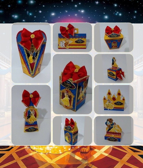Kit com 46 Itens Lembrancinha Personalizada a Bela e a Fera