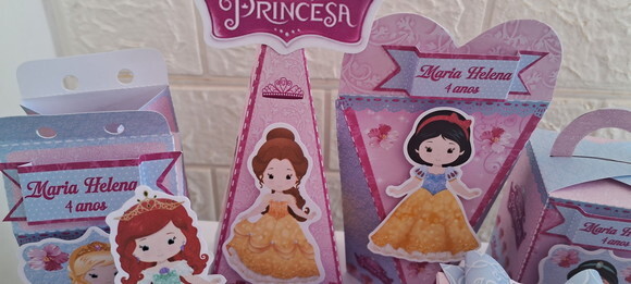 Kit Festa 60 Lembrancinhas Princesas Disney Caixas Montadas