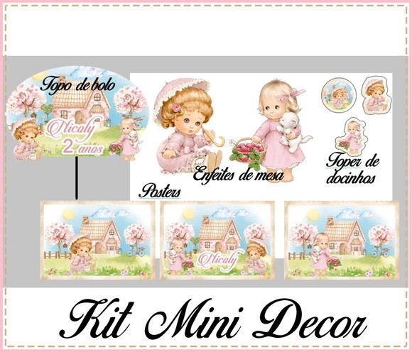 Kit Festa Boneca Aquarelada Papel de Carta Sarah Key