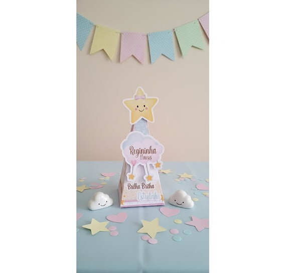 Kit Festa Brilha Brilha Estrelinha Lembrancinha Topo de Bolo
