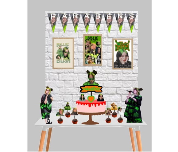 Kit Festa Decoração de Aniversário Billie Eilish Cantora