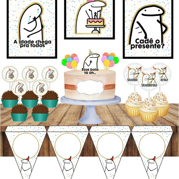 Kit Festa Flork Decoração de Aniversário Boneco Palito