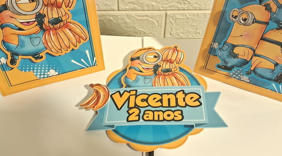 Kit Festa Minnions Decoração Minions Topo de Bolo Docinhos