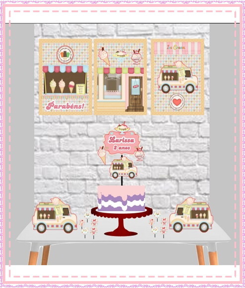 Kit Festa Sorveteria Decoração Aniversário Doceria Sorvete