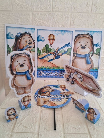 Kit Festa Ursinho Aviador Decoração Aniversário
