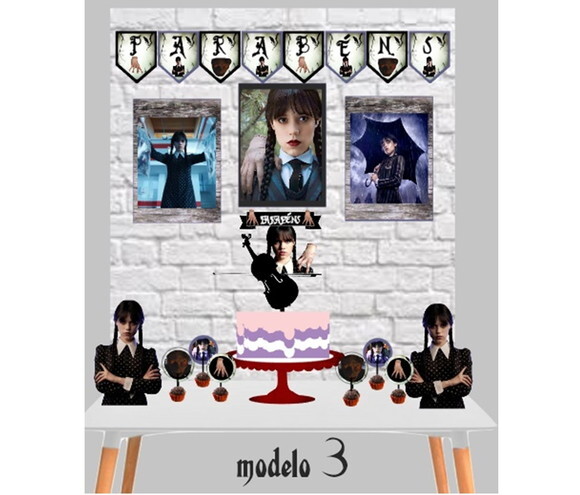 Kit Festa Wandinha Addams Decoração de Aniversário Completa