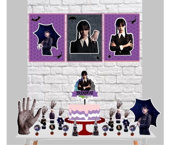 Kit Festa Wandinha Addams Aniversário Decoração da Wandinha