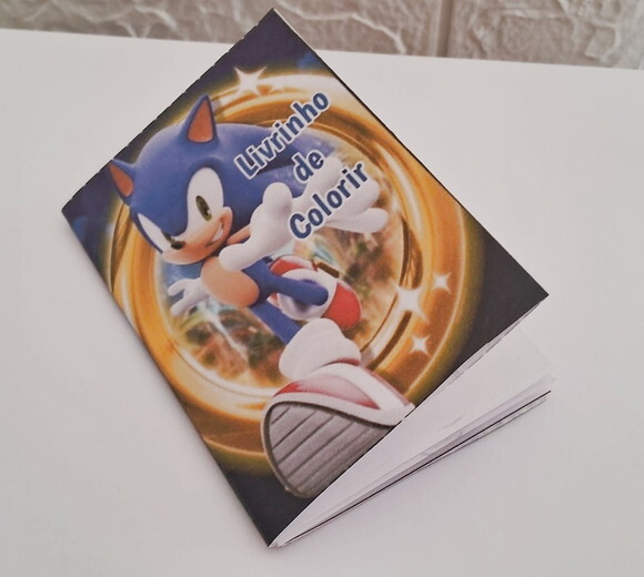 Kit Lembrancinha Sonic Caixa Milk e Mini Livrinho de Colorir