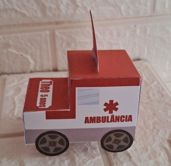 Lembrancinha Ambulância Caixa Viatura Van Festa Aniversário
