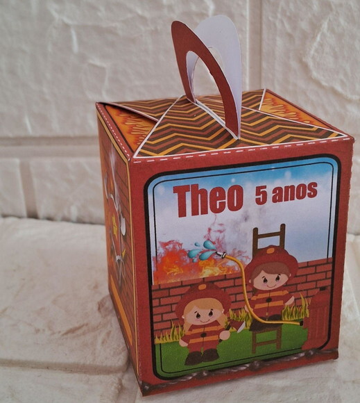 Lembrancinha Bombeiro Caixa Cubo Festa Aniversário Caixinhas