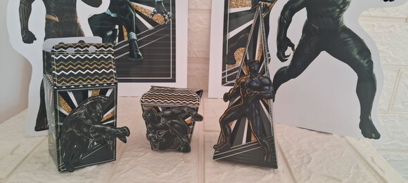 Lembrancinha Pantera Negra Caixa Piramide Cone Festa