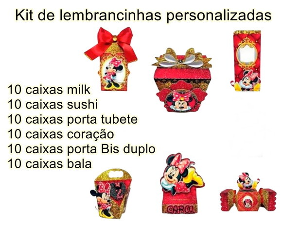 Lembrancinha Personalizada Minnie Vermelha Kit Personalizado