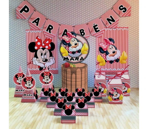 Lembrancinha Personalizada Minnie Vermelha com Decoração