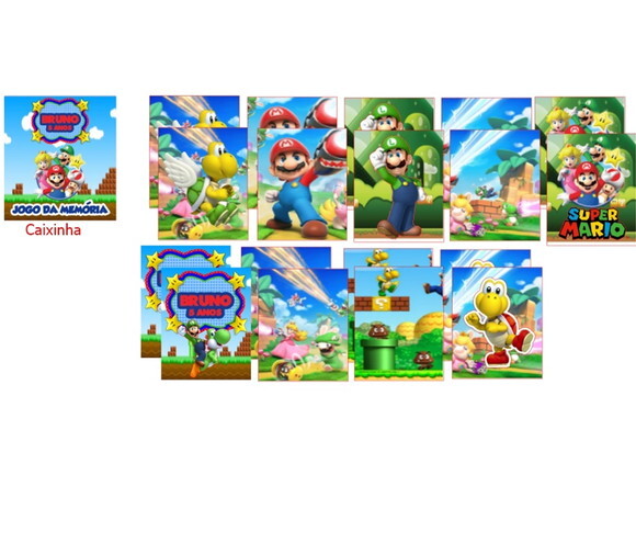 Lembrancinha Personalizada Super Mario Jogo da Memória 15 un