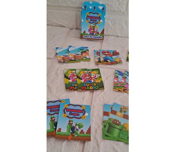 Lembrancinha Personalizada Super Mario Jogo da Memória 15 un