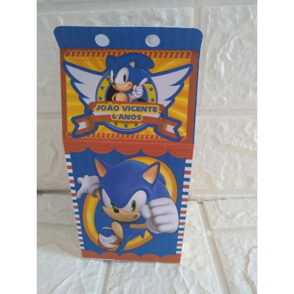 Lembrancinha Sonic Caixa Milk Kit Festa 10 Caixinhas Festa