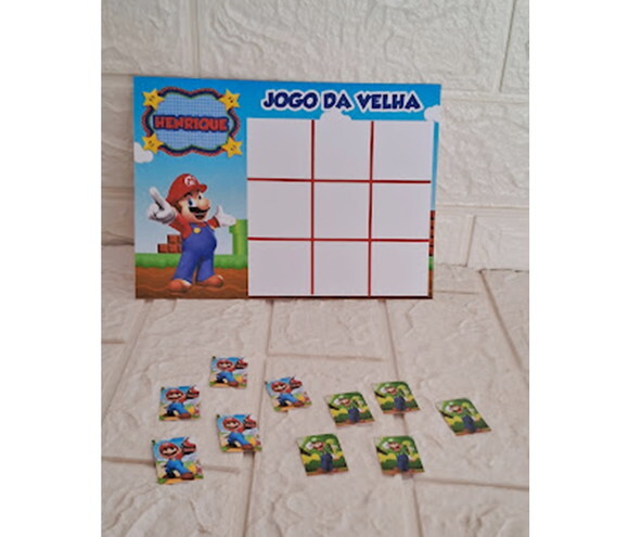 Lembrancinha Super Mario Jogo da Velha Aniversário 15 un