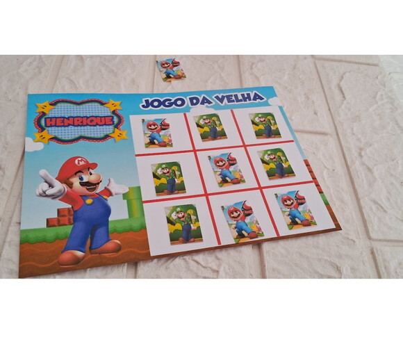 Lembrancinha Super Mario Jogo da Velha Aniversário 15 un