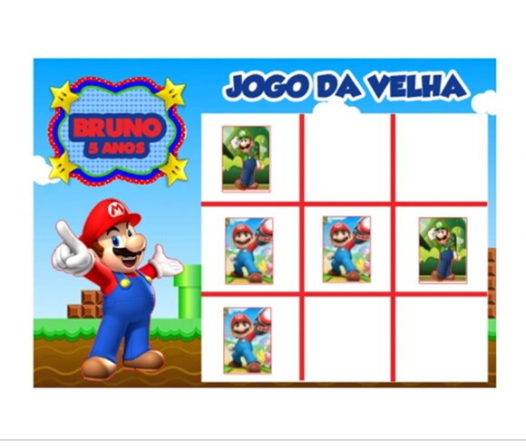 Lembrancinha Super Mario Jogo da Velha Aniversário 15 un