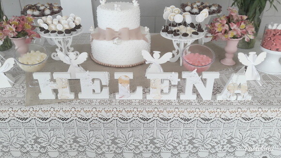 Letras em mdf personalizadas tema Batizado Anjinhos