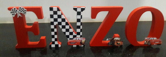 Letras em mdf personalizadas tema Carros Disney