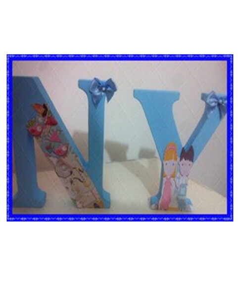 Letras em mdf personalizadas tema Carrossel Encantado Azul