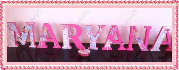 Letras em mdf personalizadas tema Carrossel Encantado Rosa