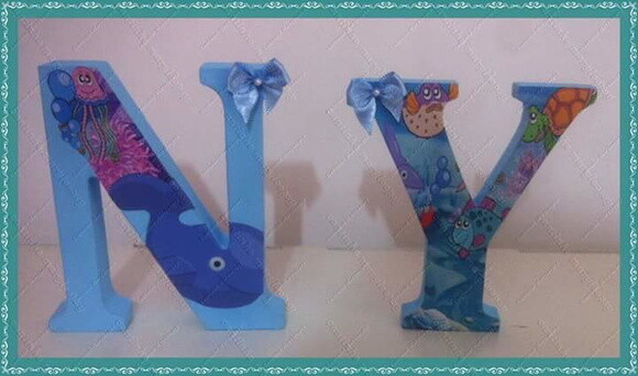 Letras em mdf personalizadas tema Fundo do Mar