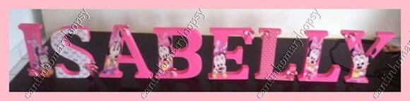 Letras em mdf personalizadas tema Minie Rosa Baby