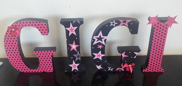 Letras em mdf personalizadas tema Pink e Preto / Paris