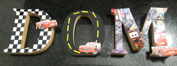 Letras em MDF tema filme Carros