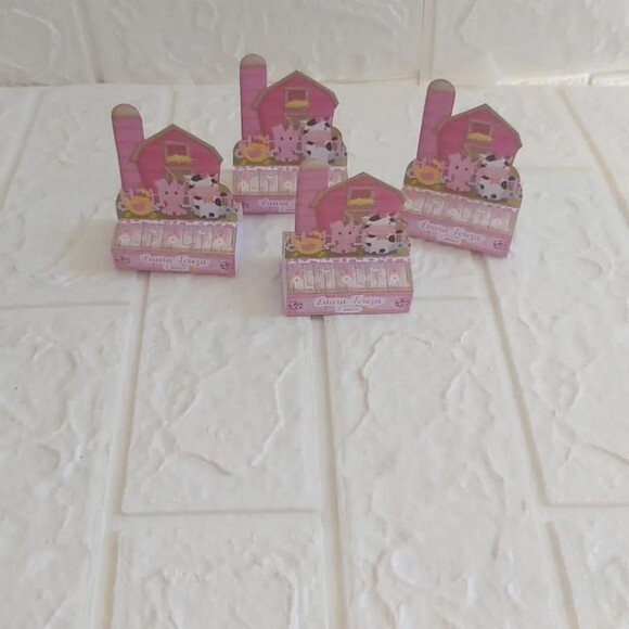 Porta Bis Duplo Fazendinha Rosa Lembrancinha Kit Festa