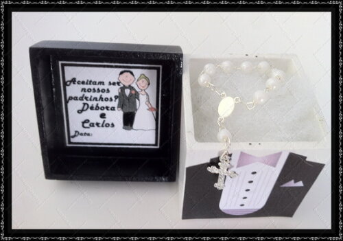 10 Convites Padrinhos Casamento Caixa mdf com Tercinho