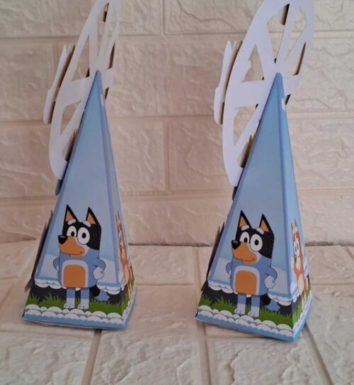 10 Lembrancinhas Bluey Aniversário Festa Caixinhas Cone