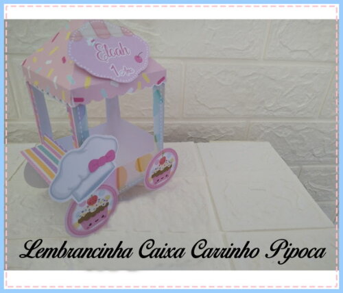 10 Lembrancinhas Confeitaria Doceria Carrinho Pipoca Caixa