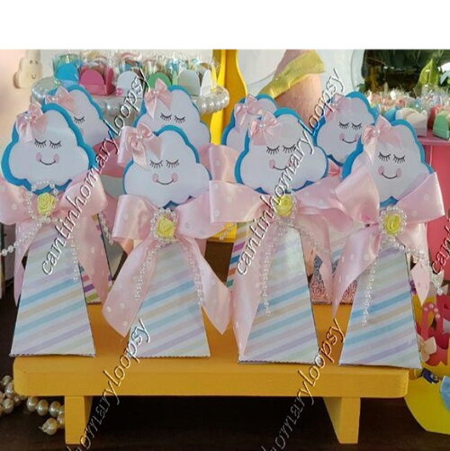 10 Lembrancinhas Chuva de Amor Benção Festa Caixa Piramide